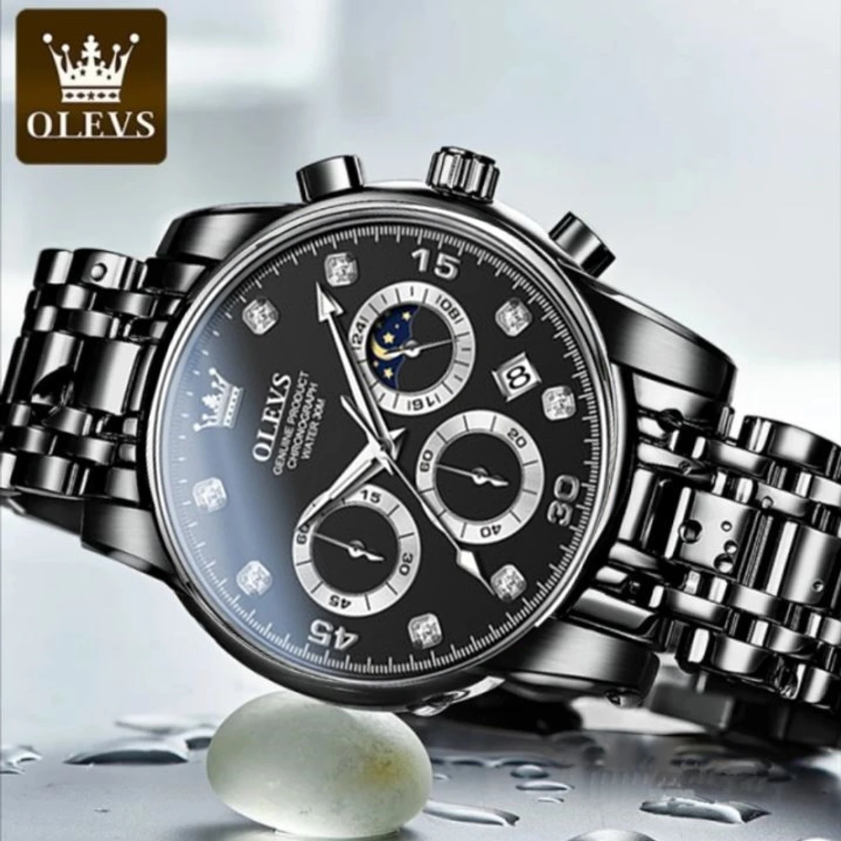 Olivesz 2879 পুরুষের জন্য নন মেকানিক্যাল ঘড়ি BLACK