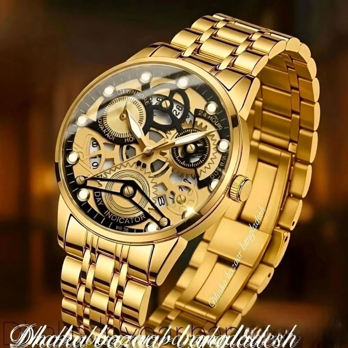 BIN 4088 নতুন ডিজাইনের পুরুষদের জন্য ঘড়ি GOLDEN BLACK