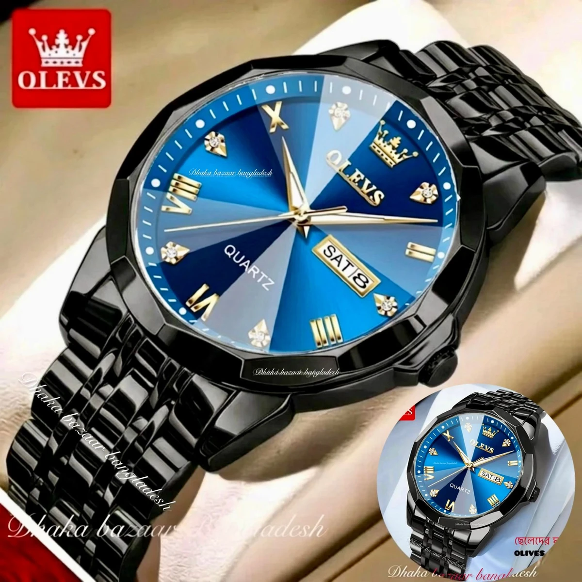 MAXZ OLIVES MAN নতুন ডিজাইনের পুরুষদের জন্য ঘড়ি BLACK BLUE