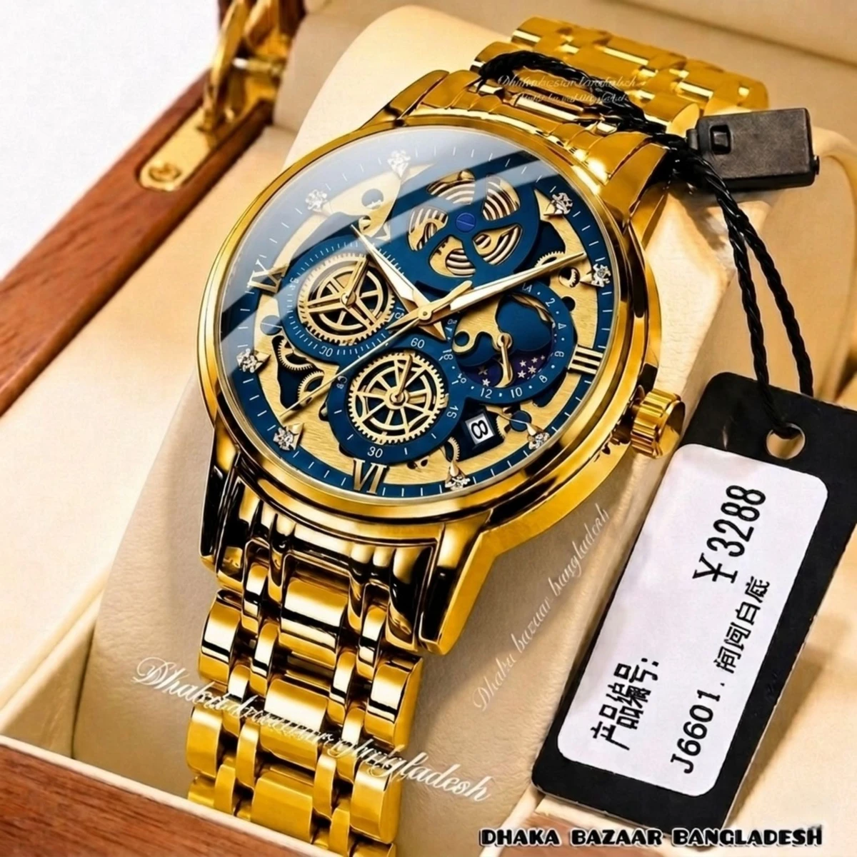 3352 BOSS OliveZ নতুন ডিজাইনের পুরুষদের জন্য ঘড়ি GOLDEN BLUE
