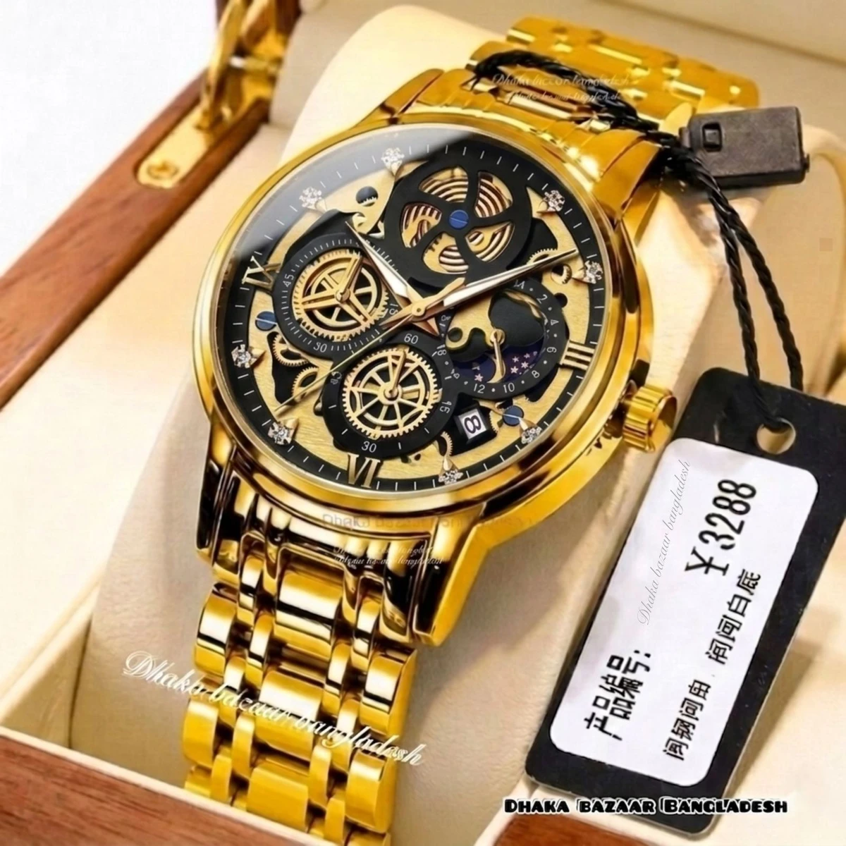 3352 BOSS OliveZ নতুন ডিজাইনের পুরুষদের জন্য ঘড়ি GOLDEN BLACK