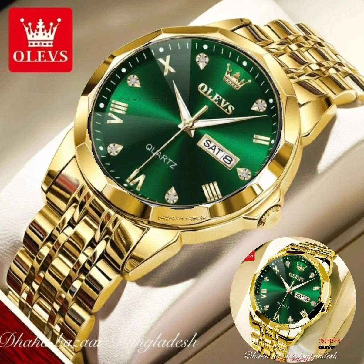 MAXZ OLIVES MAN নতুন ডিজাইনের পুরুষদের জন্য ঘড়ি GOLDEN GREEN