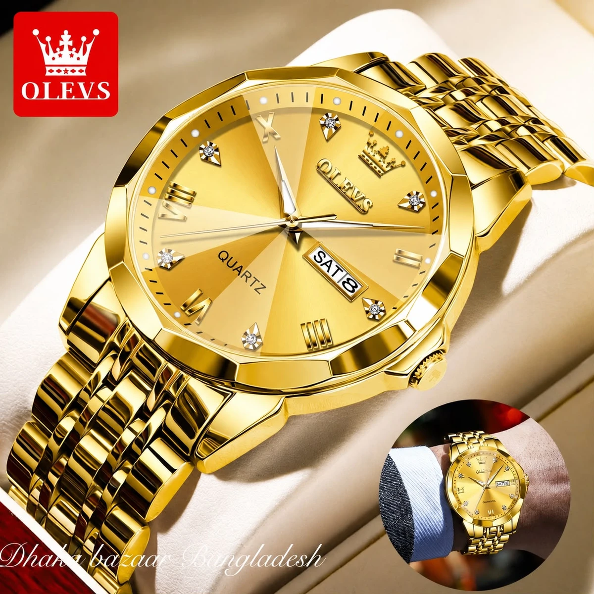 MAXZ OLIVES MAN নতুন ডিজাইনের পুরুষদের জন্য ঘড়ি GOLDEN