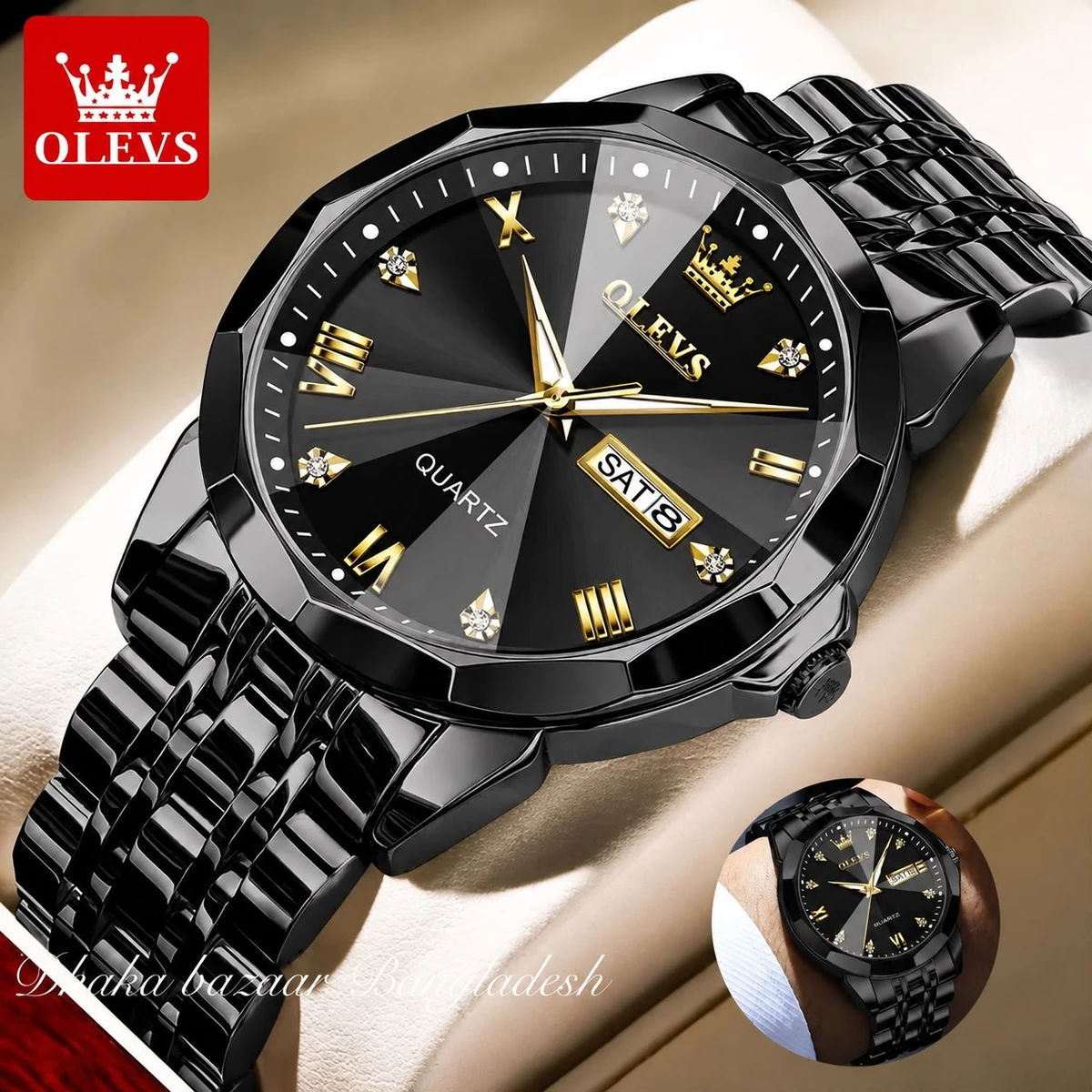MAXZ OLIVES MAN নতুন ডিজাইনের পুরুষদের জন্য ঘড়ি BLACK