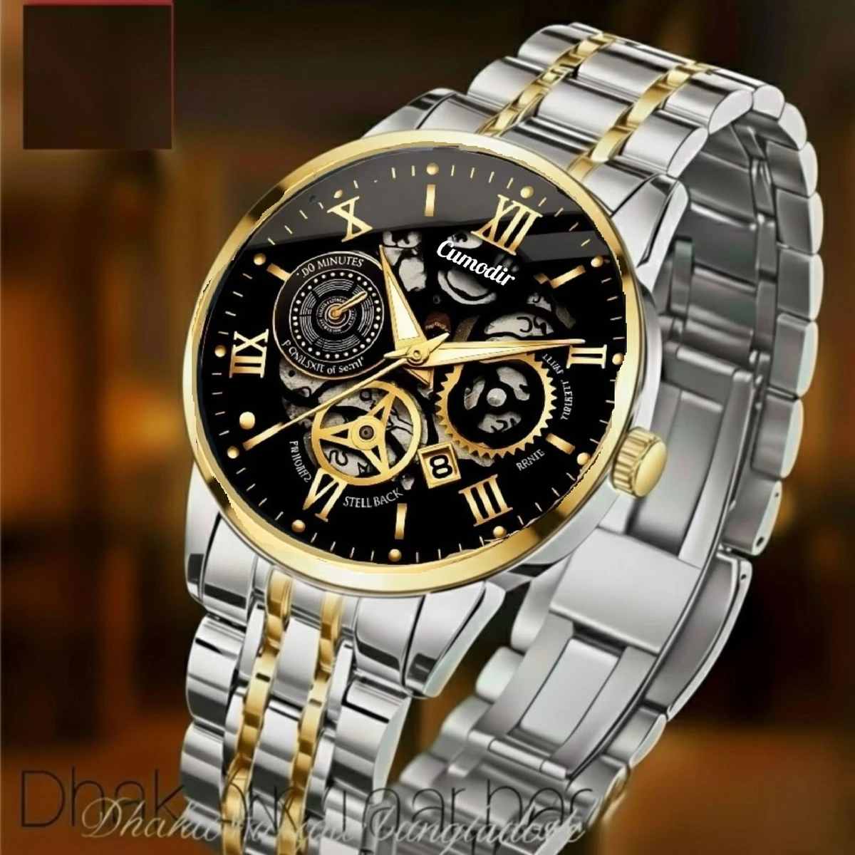 BINBOND 2200 পুরুষের জন্য নন মেকানিক্যাল ওয়াটার প্রুফ ঘড়ি SILVER GOLDEN BLACK