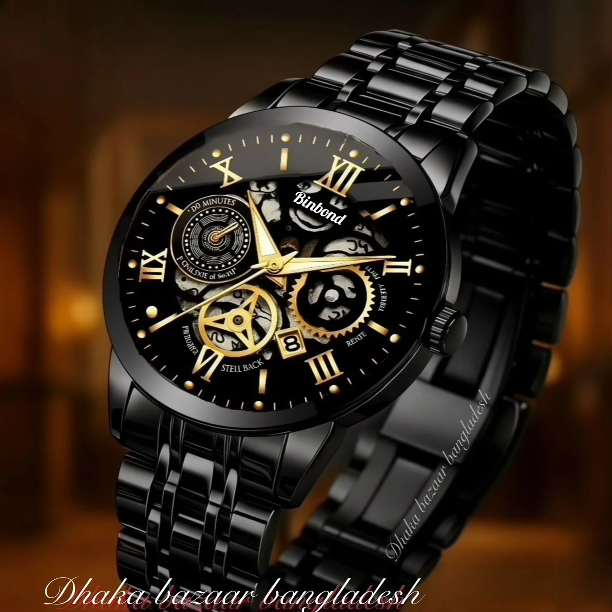 BINBOND 220A পুরুষের জন্য নন মেকানিক্যাল ওয়াটার প্রুফ ঘড়ি BLACK NEW