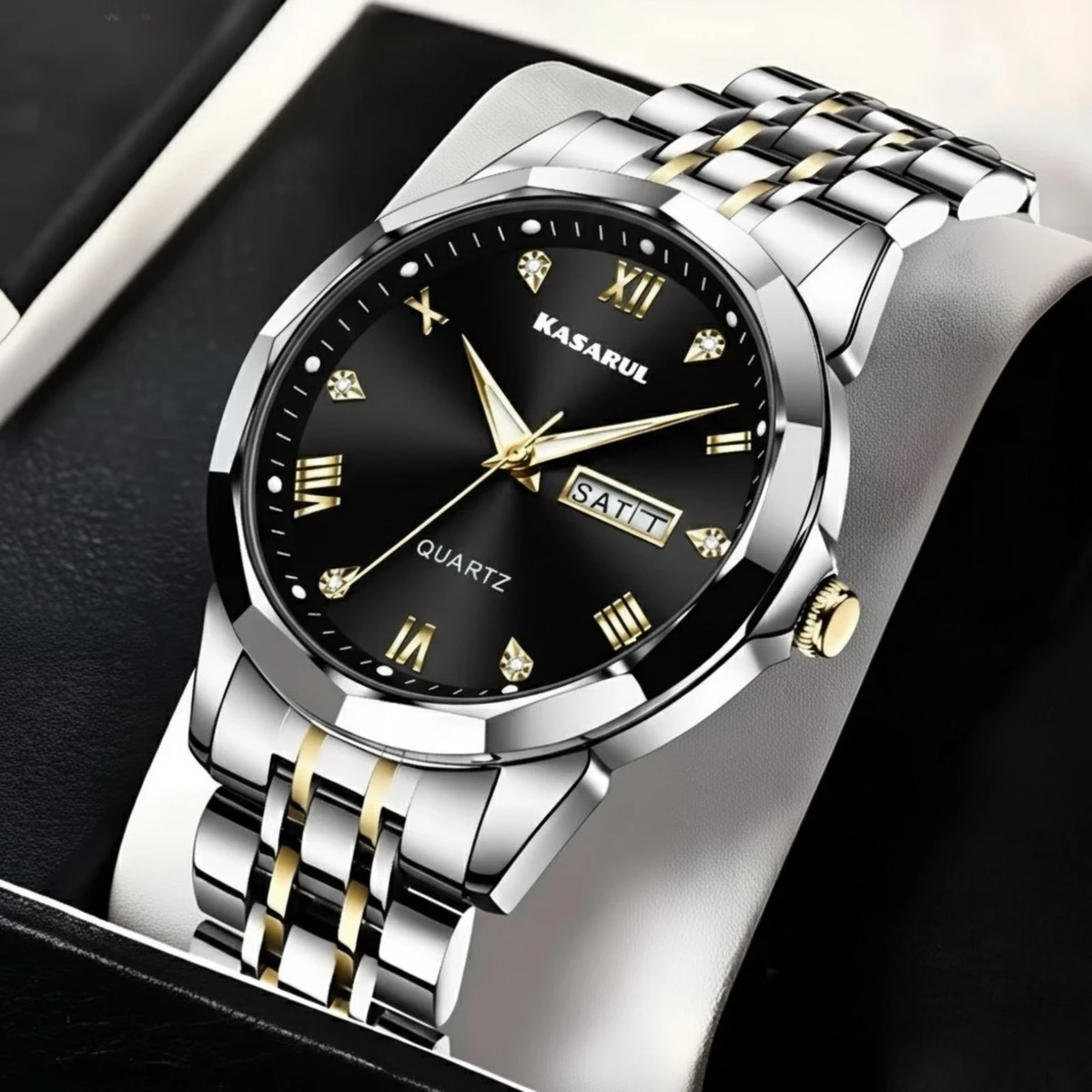 KASARULSZ KAZ নতুন ডিজাইনের পুরুষদের জন্য ঘড়ি BSILVER GOLDEN BLACK