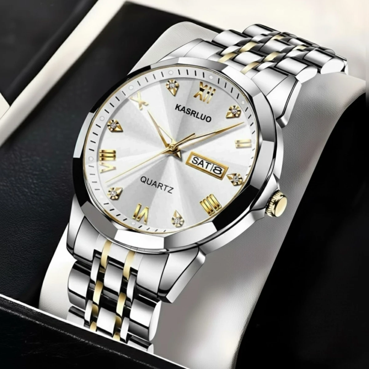 KASARULSZ KAZ নতুন ডিজাইনের পুরুষদের জন্য ঘড়ি BSILVER GOLDEN WHITE