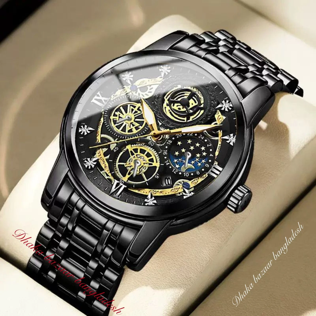 UNI44 পুরুষের জন্য নন মেকানিক্যাল ওয়াটার প্রুফ ঘড়ি BLACK NEW