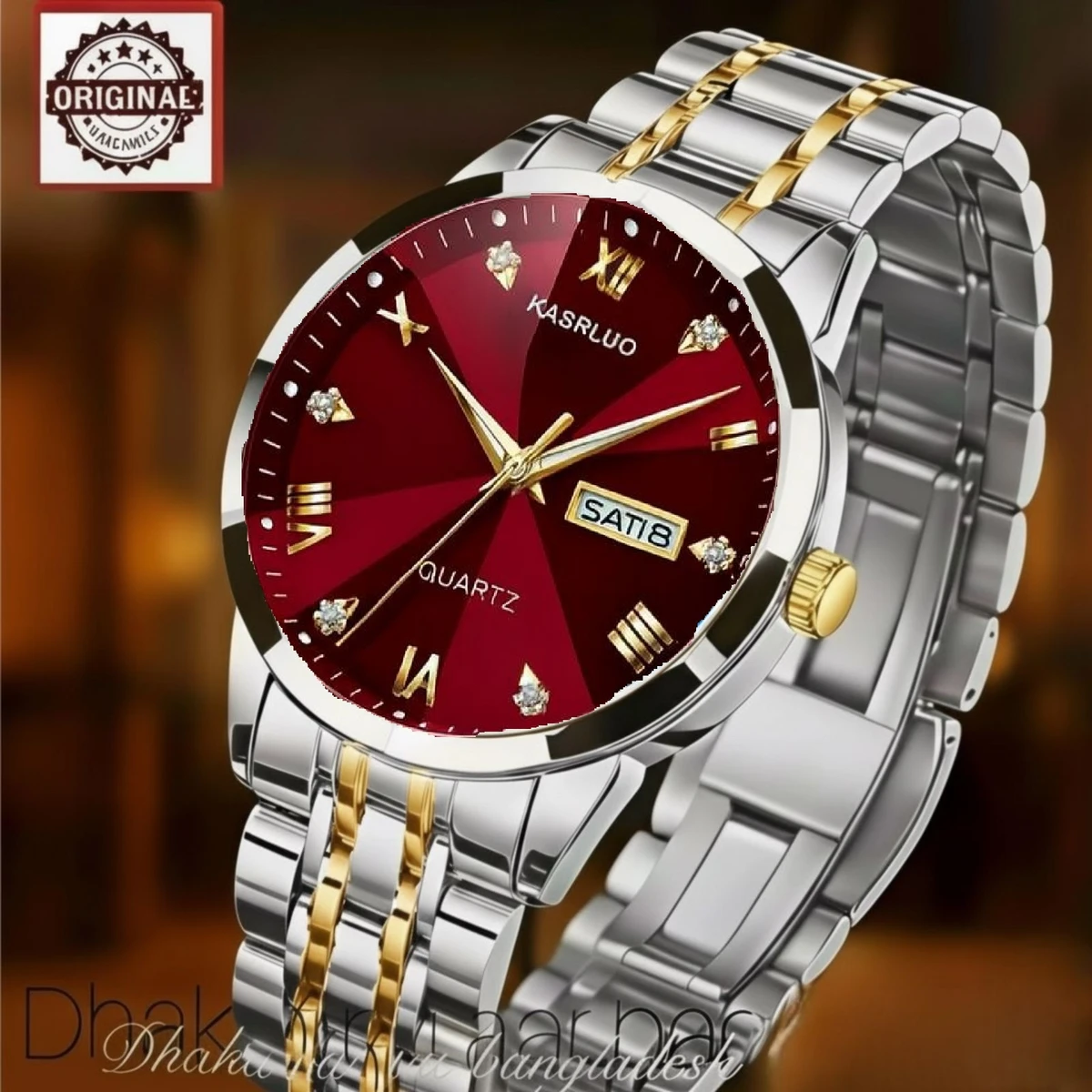 KAS MAN নতুন ডিজাইনের পুরুষদের জন্য ঘড়ি SILVER GOLDEN RED
