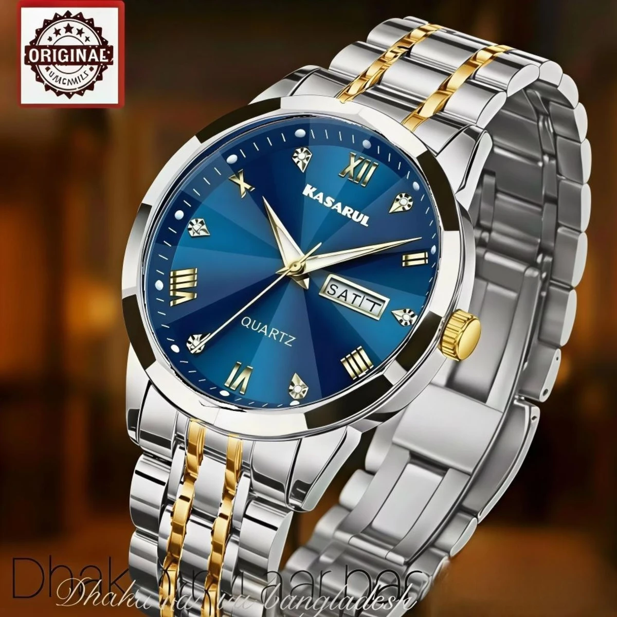 KAS MAN নতুন ডিজাইনের পুরুষদের জন্য ঘড়ি SILVER GOLDEN BLUE