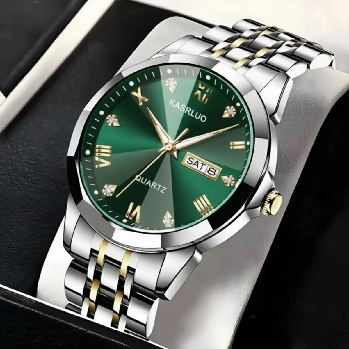 KASARULSZ KAZ নতুন ডিজাইনের পুরুষদের জন্য ঘড়ি BSILVER GOLDEN GREEN