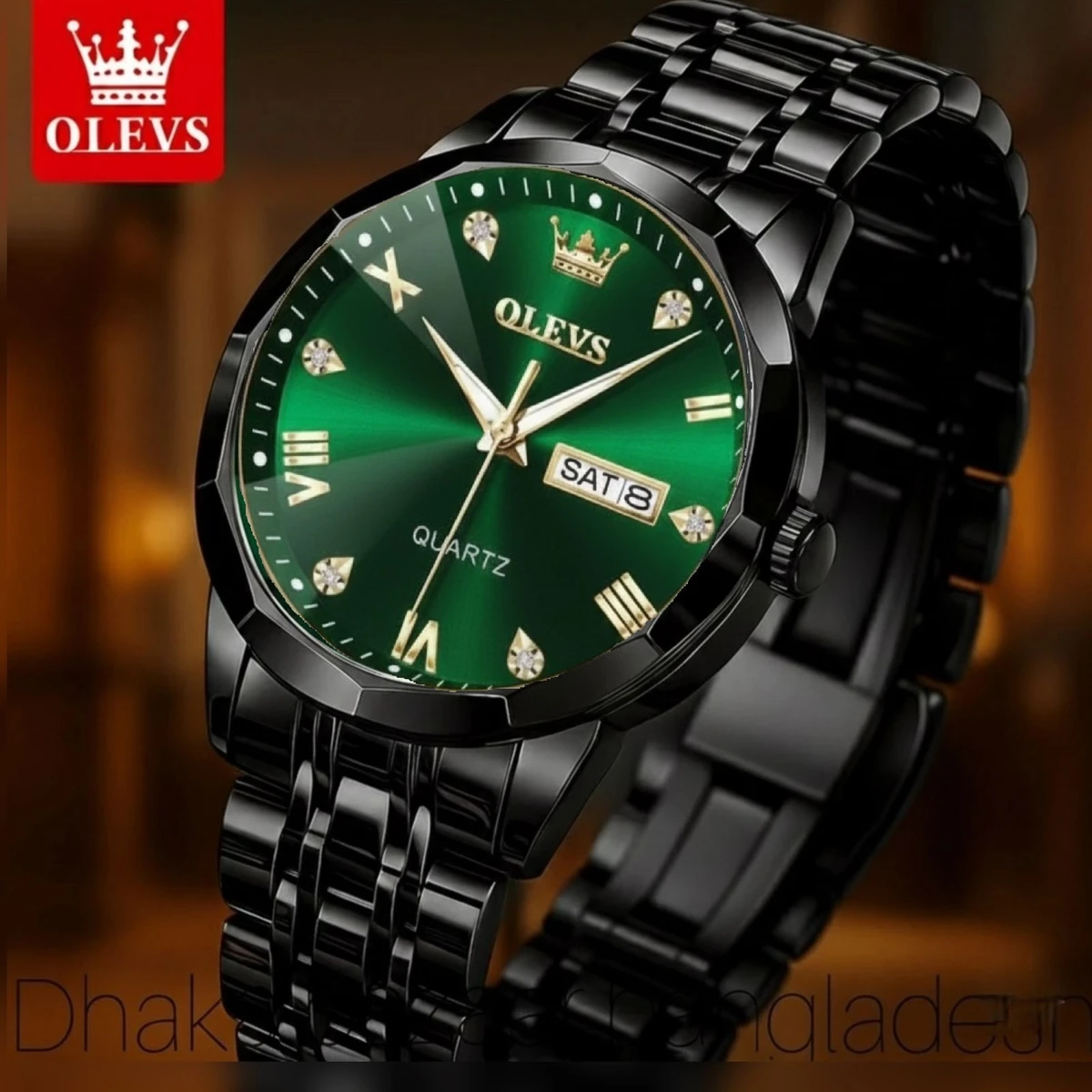 OliveZ নতুন ডিজাইনের পুরুষদের জন্য ঘড়ি BLACK GREEN