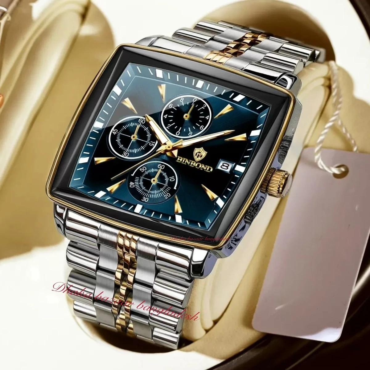 BINBOND 4362 নতুন ডিজাইনের পুরুষদের জন্য ঘড়ি SILVER GOLDEN BLUE