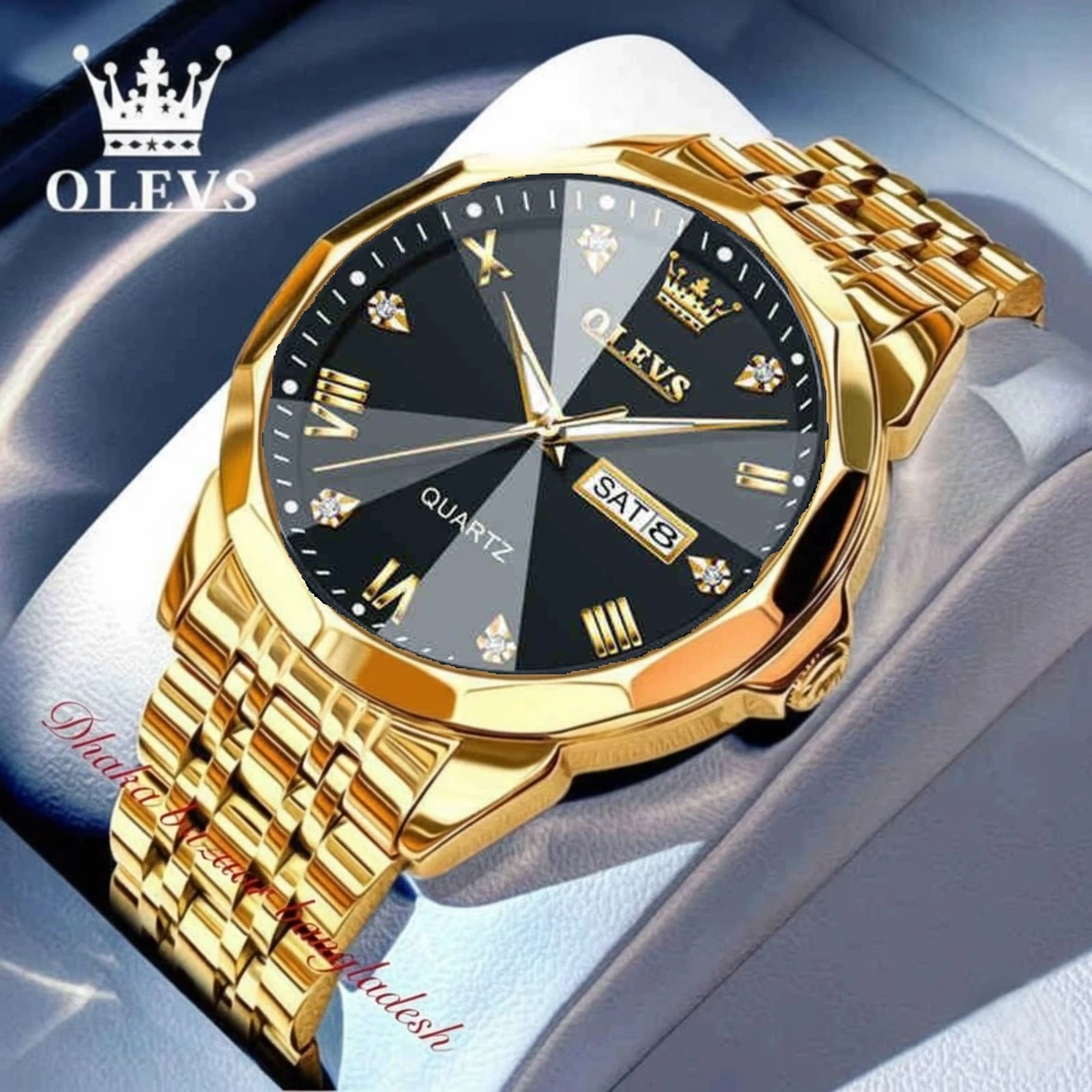 OliveZ নতুন ডিজাইনের পুরুষদের জন্য ঘড়ি GOLDEN BLACK