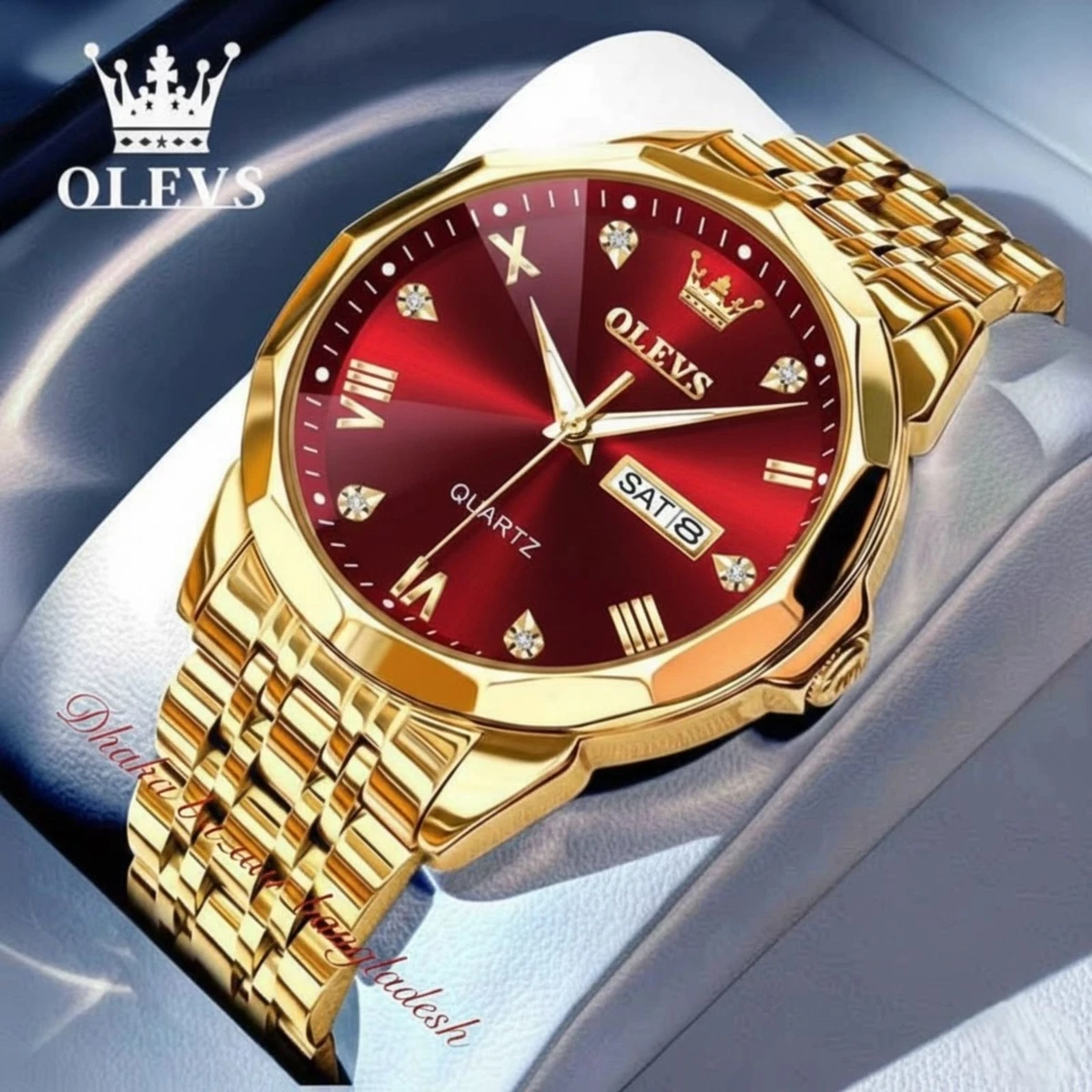 OliveZ নতুন ডিজাইনের পুরুষদের জন্য ঘড়ি GOLDEN RED