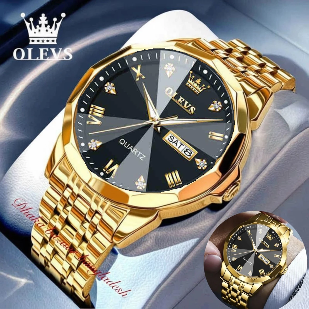 OliveZ নতুন ডিজাইনের পুরুষদের জন্য ঘড়ি GOLDEN BLACK