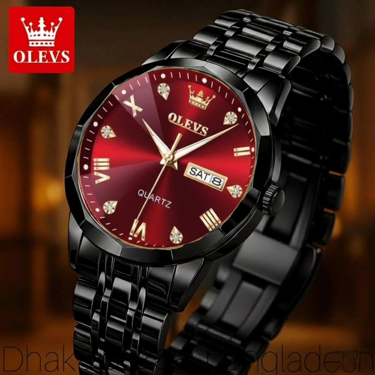 OliveZ নতুন ডিজাইনের পুরুষদের জন্য ঘড়ি BLACK RED