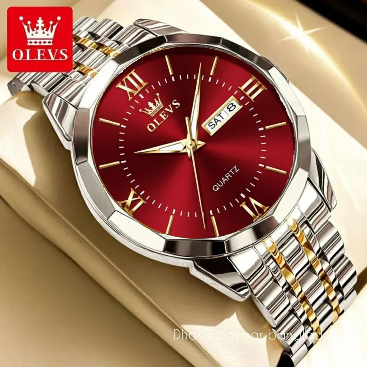 00310 OliveZ নতুন ডিজাইনের পুরুষদের জন্য ঘড়ি BSILVER GOLDEN RED