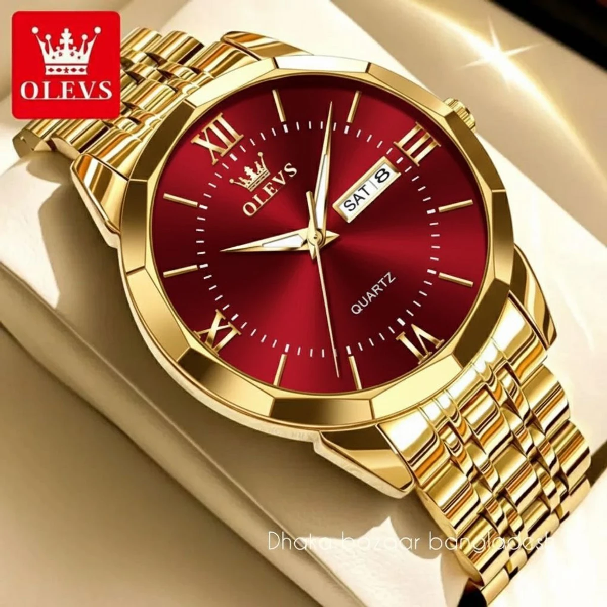 00310 OLIVESZ নতুন ডিজাইনের পুরুষদের জন্য ঘড়ি GOLDEN RED