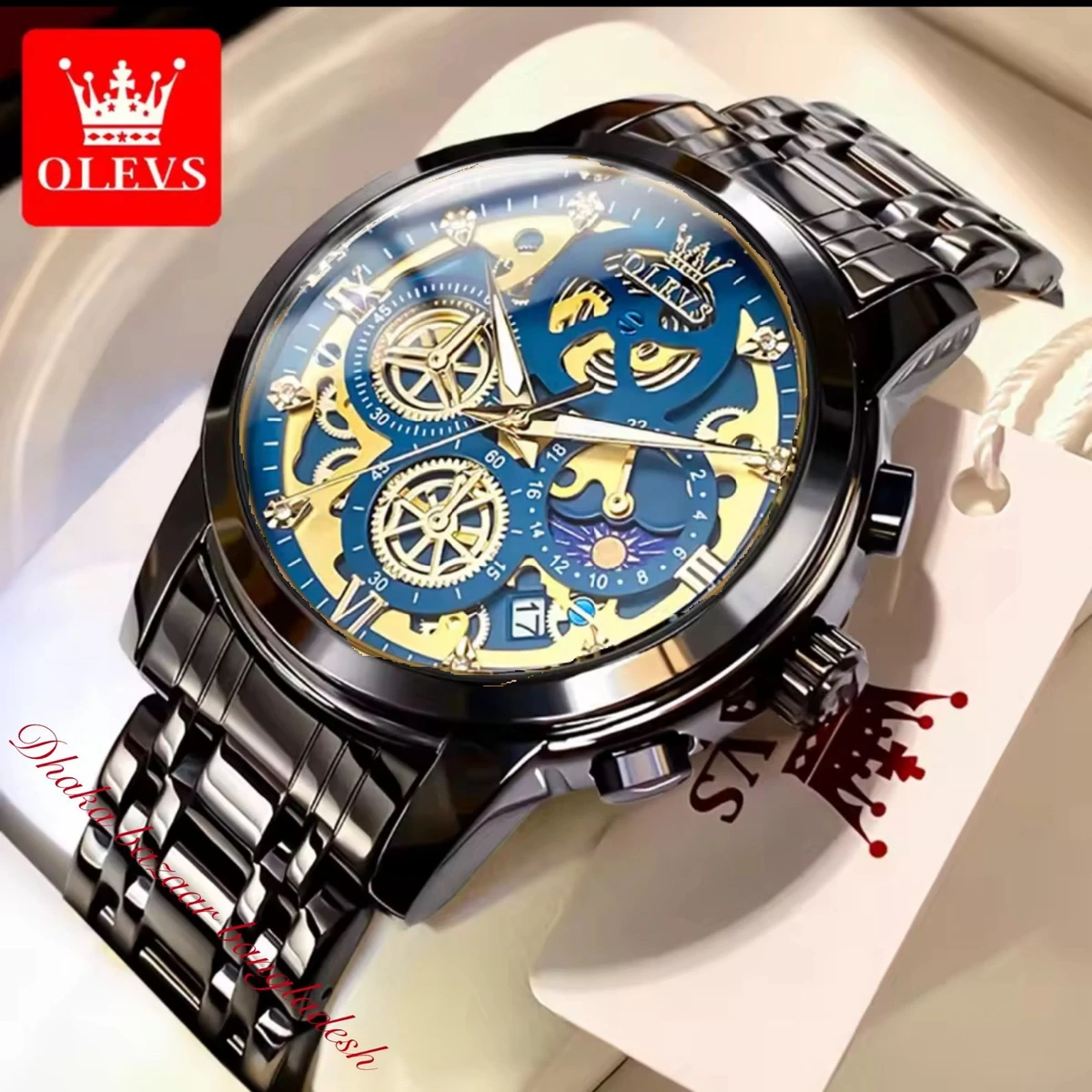 3352 OliveZ নতুন ডিজাইনের পুরুষদের জন্য ঘড়ি BLACK BLUE