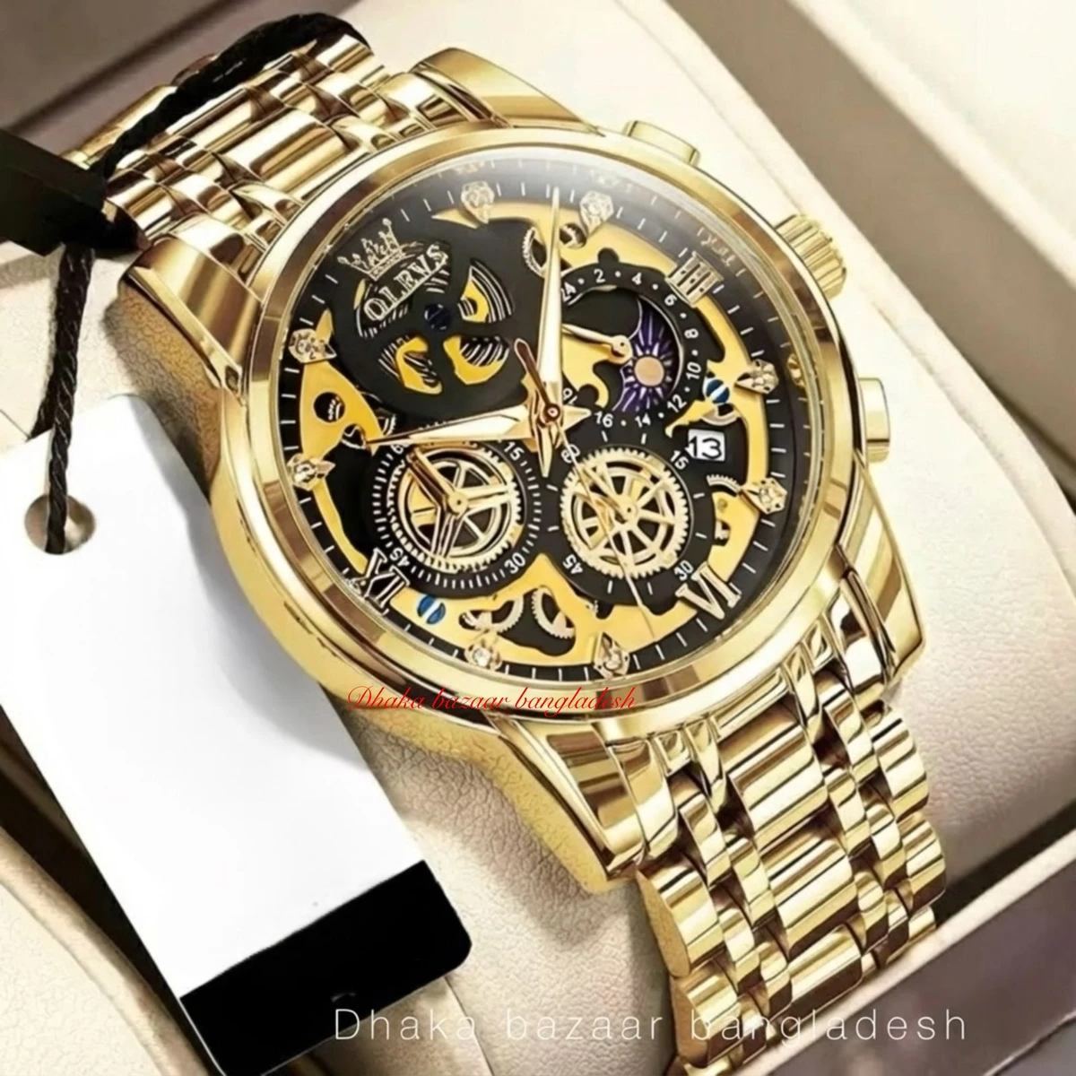 3352 OliveZ নতুন ডিজাইনের পুরুষদের জন্য ঘড়ি GOLDEN BLACK