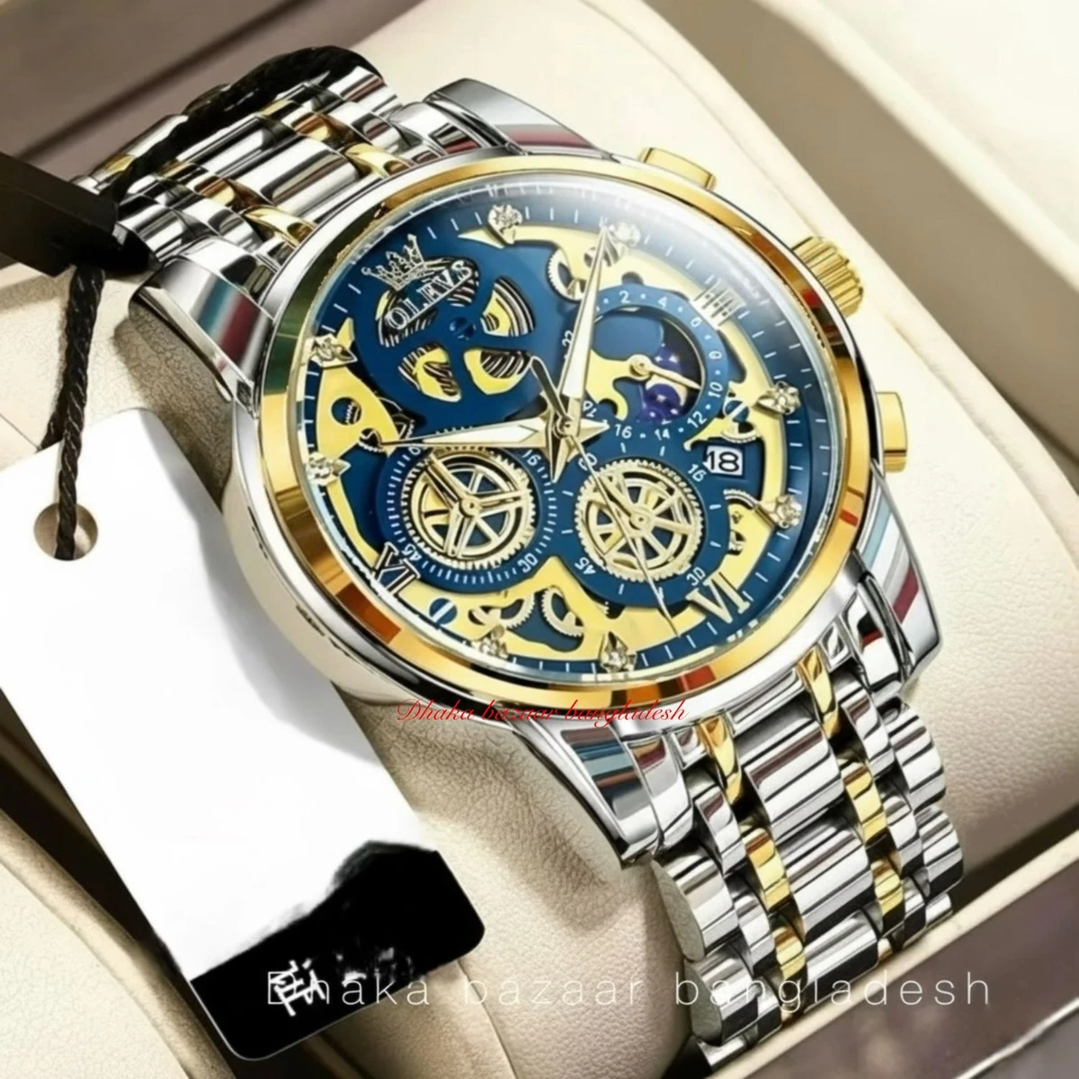 3352 OliveZ নতুন ডিজাইনের পুরুষদের জন্য ঘড়ি BSILVER GOLDEN BLUE