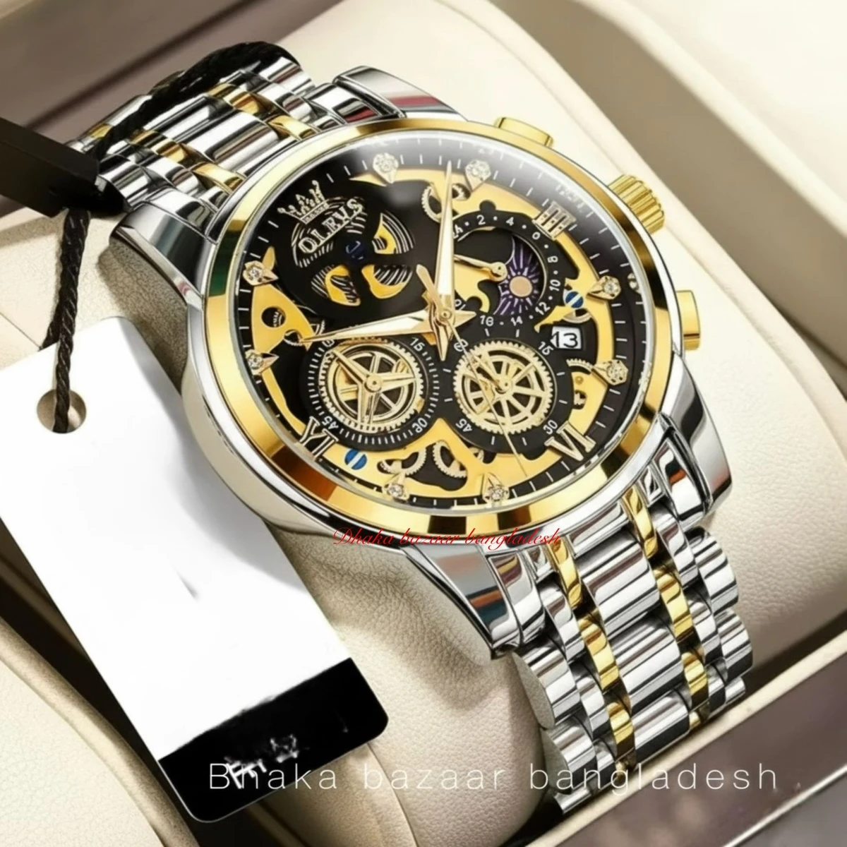 3352 OliveZ নতুন ডিজাইনের পুরুষদের জন্য ঘড়ি SILVER GOLDEN BLACK