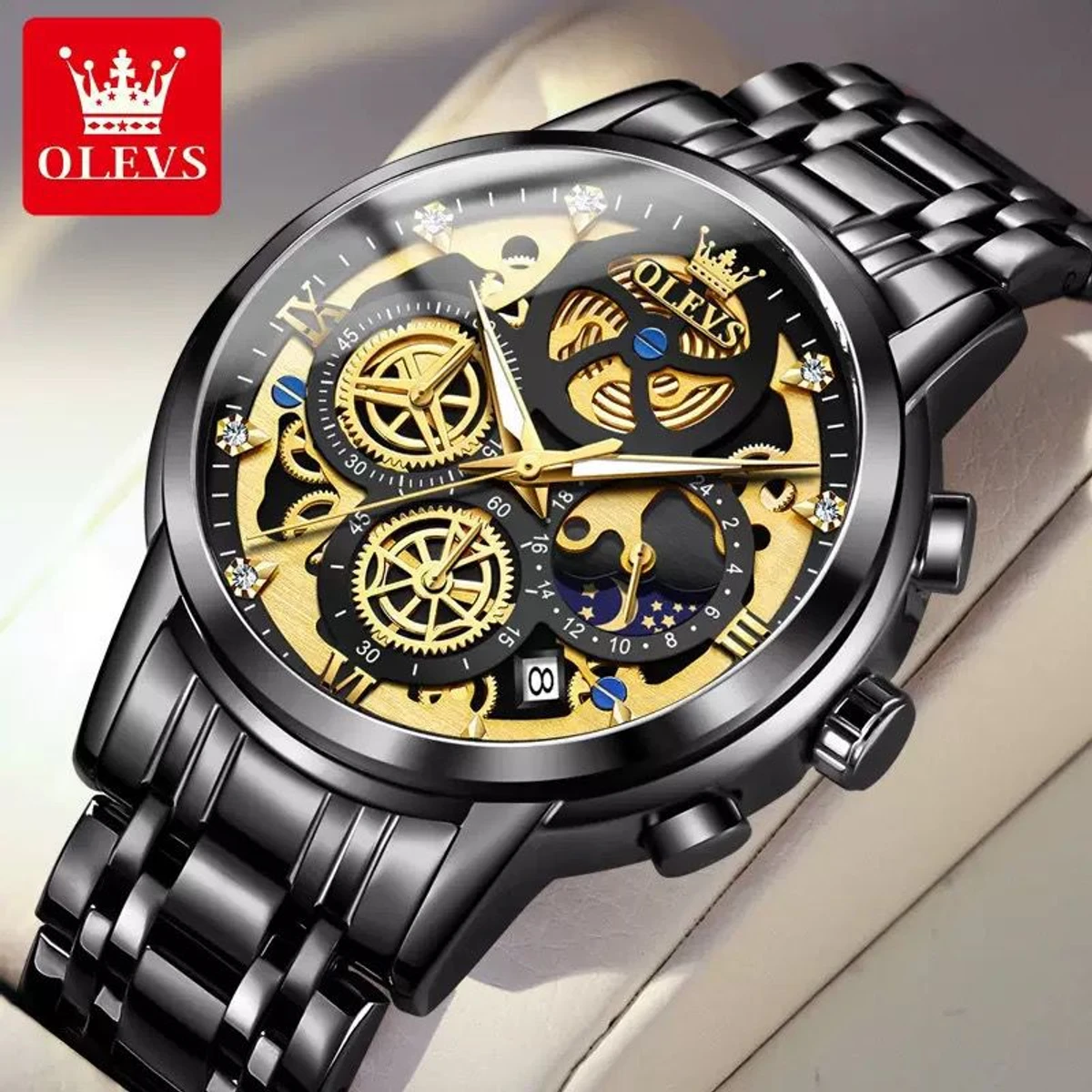 3352 OliveZ নতুন ডিজাইনের পুরুষদের জন্য ঘড়ি FULL BLACK