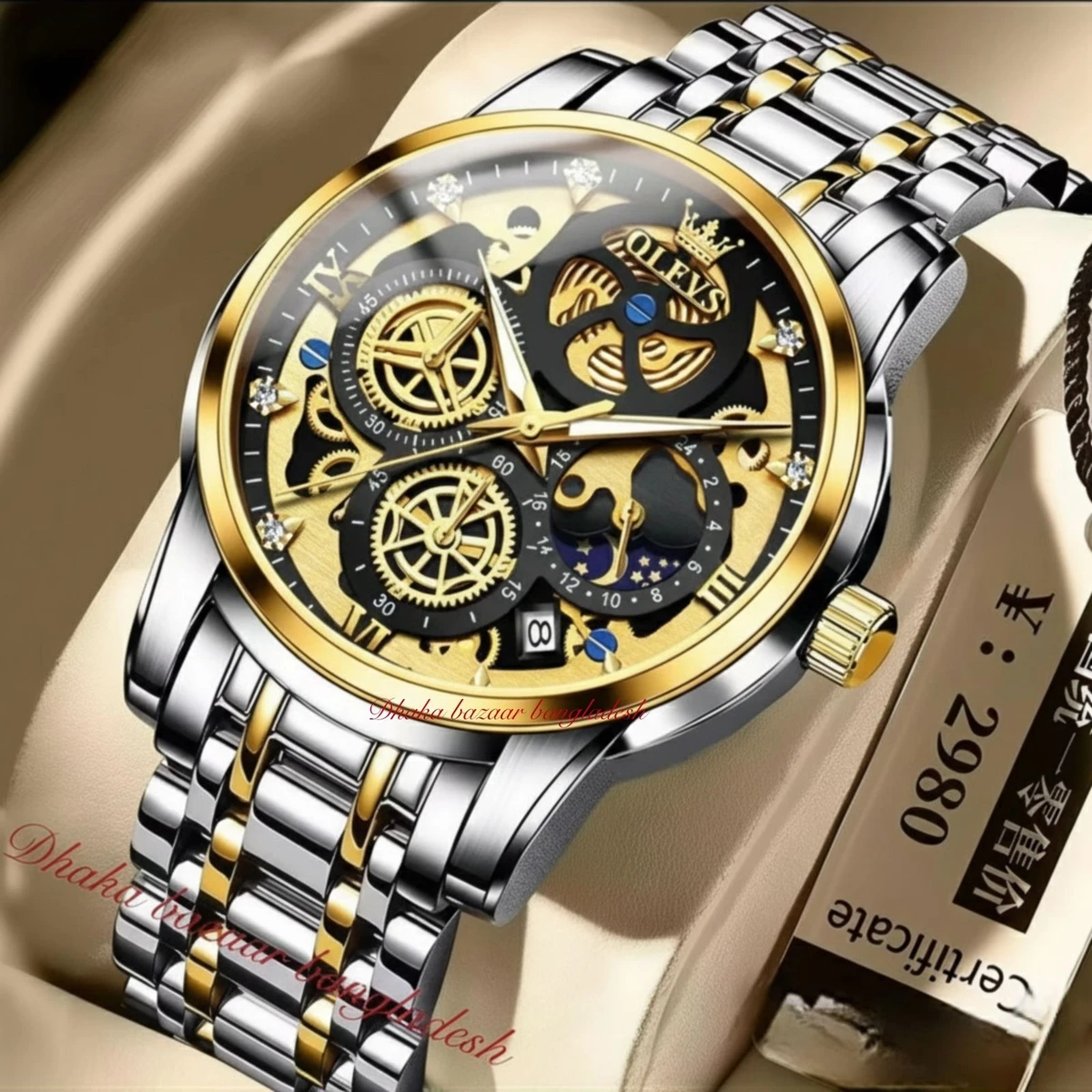 3352 OliveZ নতুন ডিজাইনের পুরুষদের জন্য ঘড়ি SILVER GOLDEN BLACK