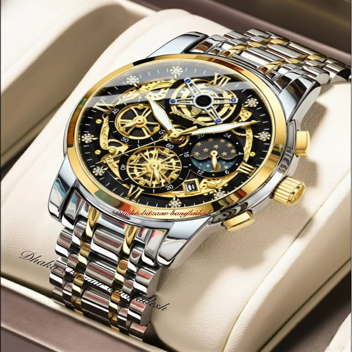 PRE PRO 754 পুরুষের জন্য নন মেকানিক্যাল ঘড়ি SILVER GOLDEN BLACK