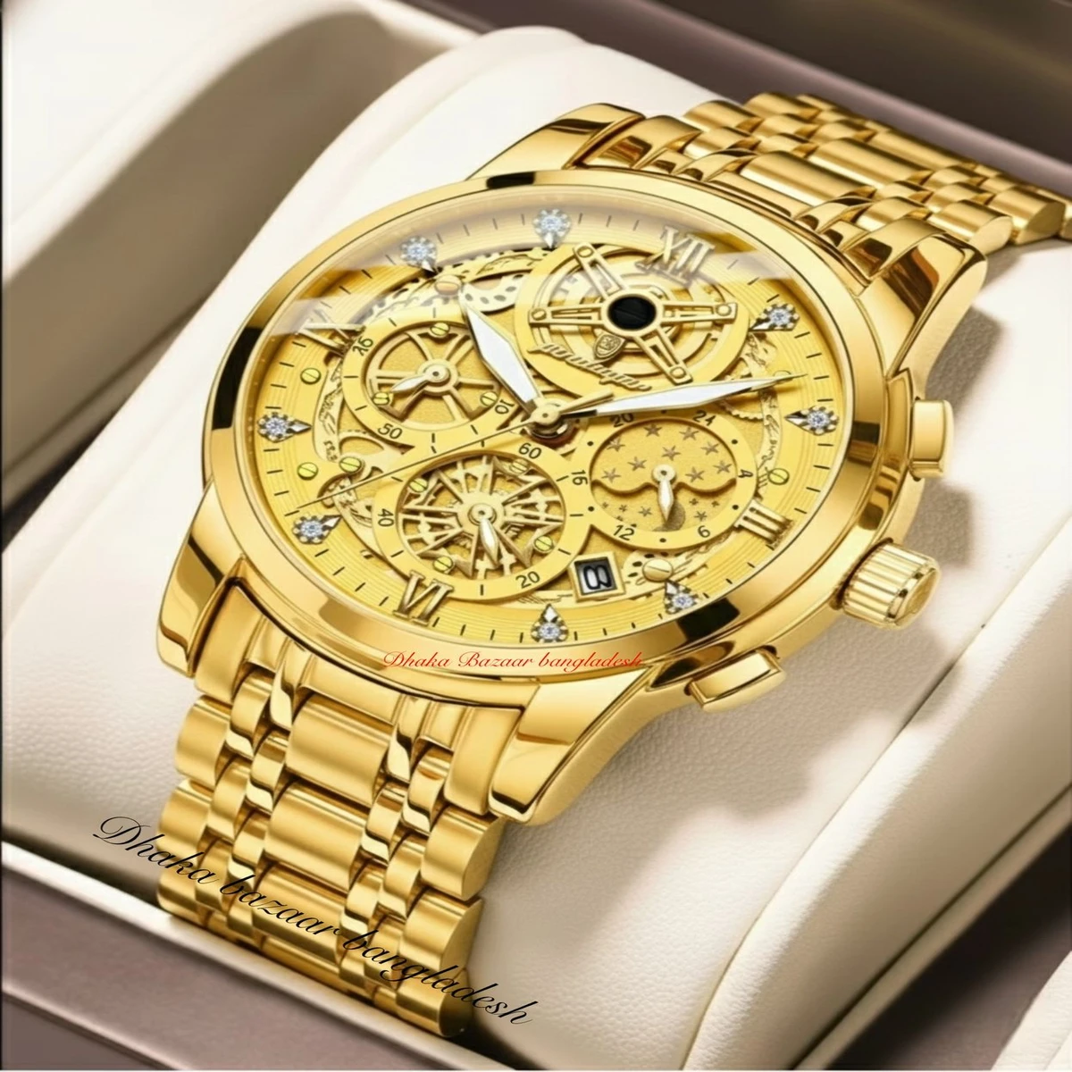 PRE PRO 754 পুরুষের জন্য নন মেকানিক্যাল ঘড়ি GOLDEN