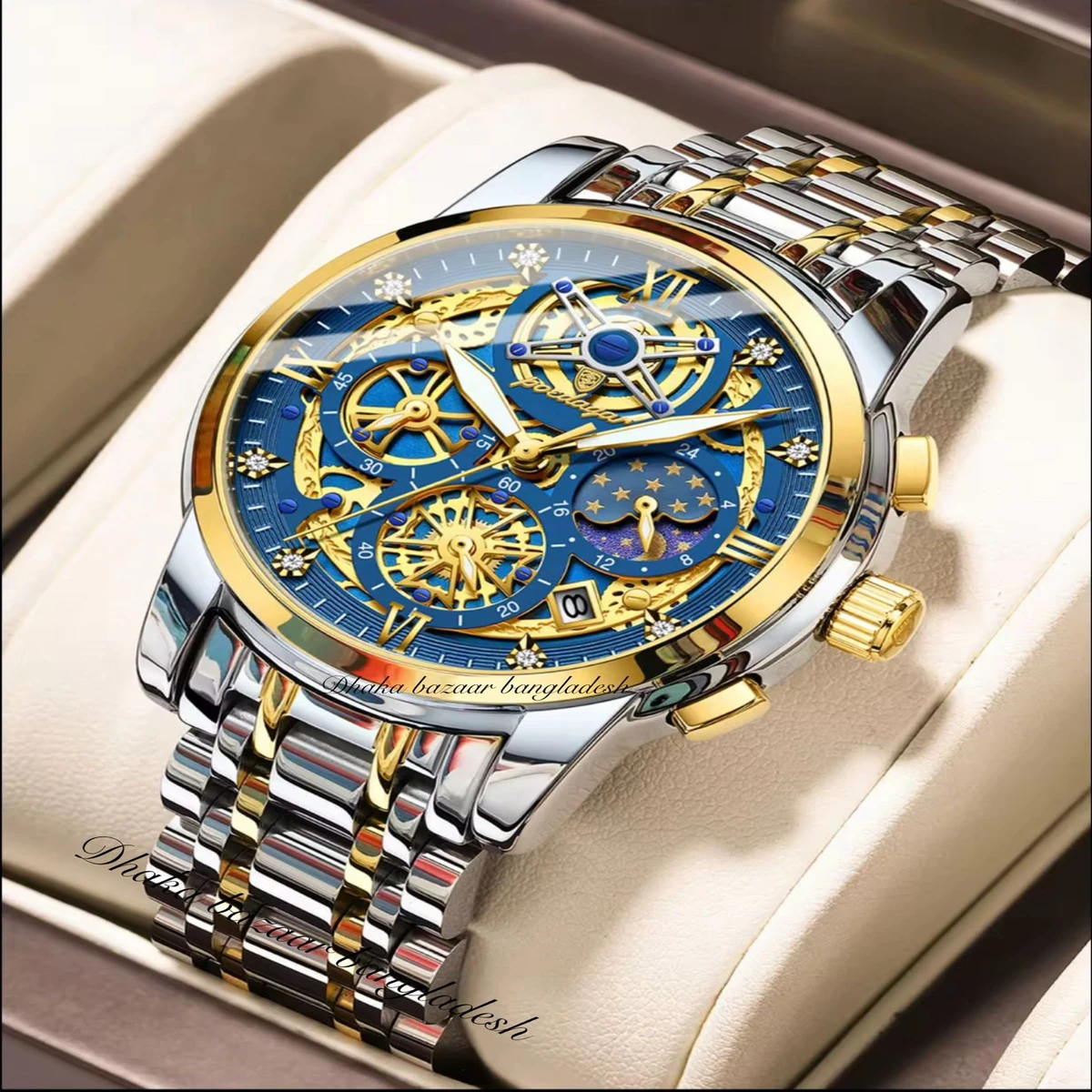 PRE PRO 754 পুরুষের জন্য নন মেকানিক্যাল ঘড়ি SILVER GOLDEN BLUE