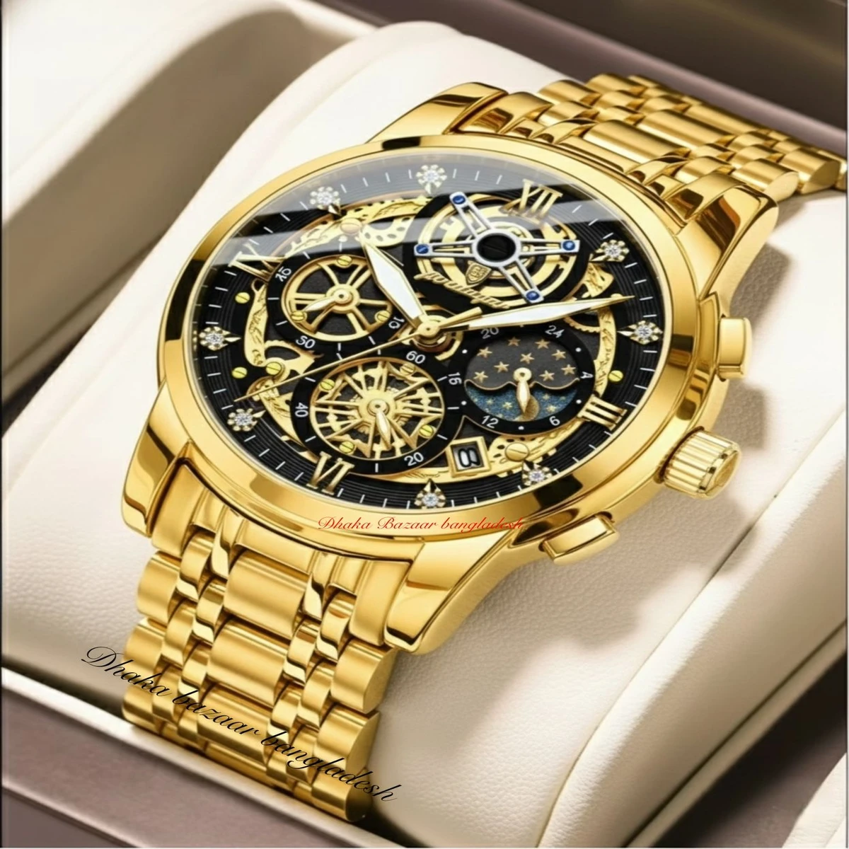 PRE PRO 754 পুরুষের জন্য নন মেকানিক্যাল ঘড়ি GOLDEN BLACK