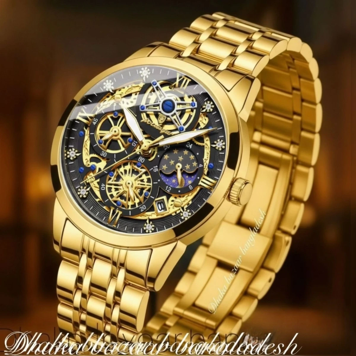 PRE PRO 754 পুরুষের জন্য নন মেকানিক্যাল ঘড়ি GOLDEN BLACK