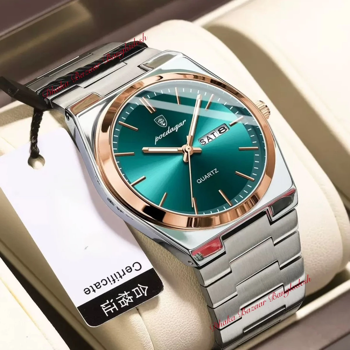 PEODAGOR 9030 নতুন ডিজাইনের পুরুষদের জন্য ঘড়ি SILVER GOLDEN GREEN