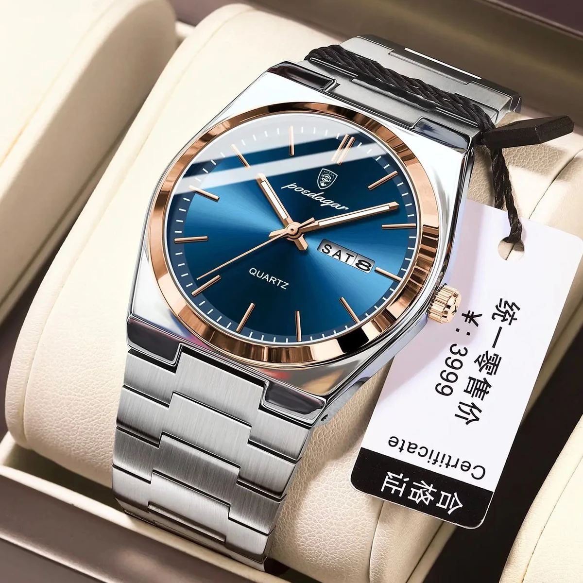 PEODAGOR 9030 নতুন ডিজাইনের পুরুষদের জন্য ঘড়ি SILVER GOLDEN BLUE