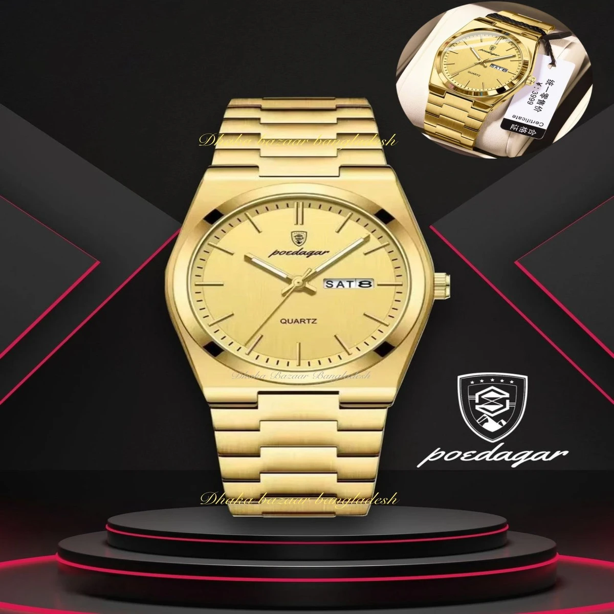 PEODAGOR 9030 নতুন ডিজাইনের পুরুষদের জন্য ঘড়ি GOLDEN