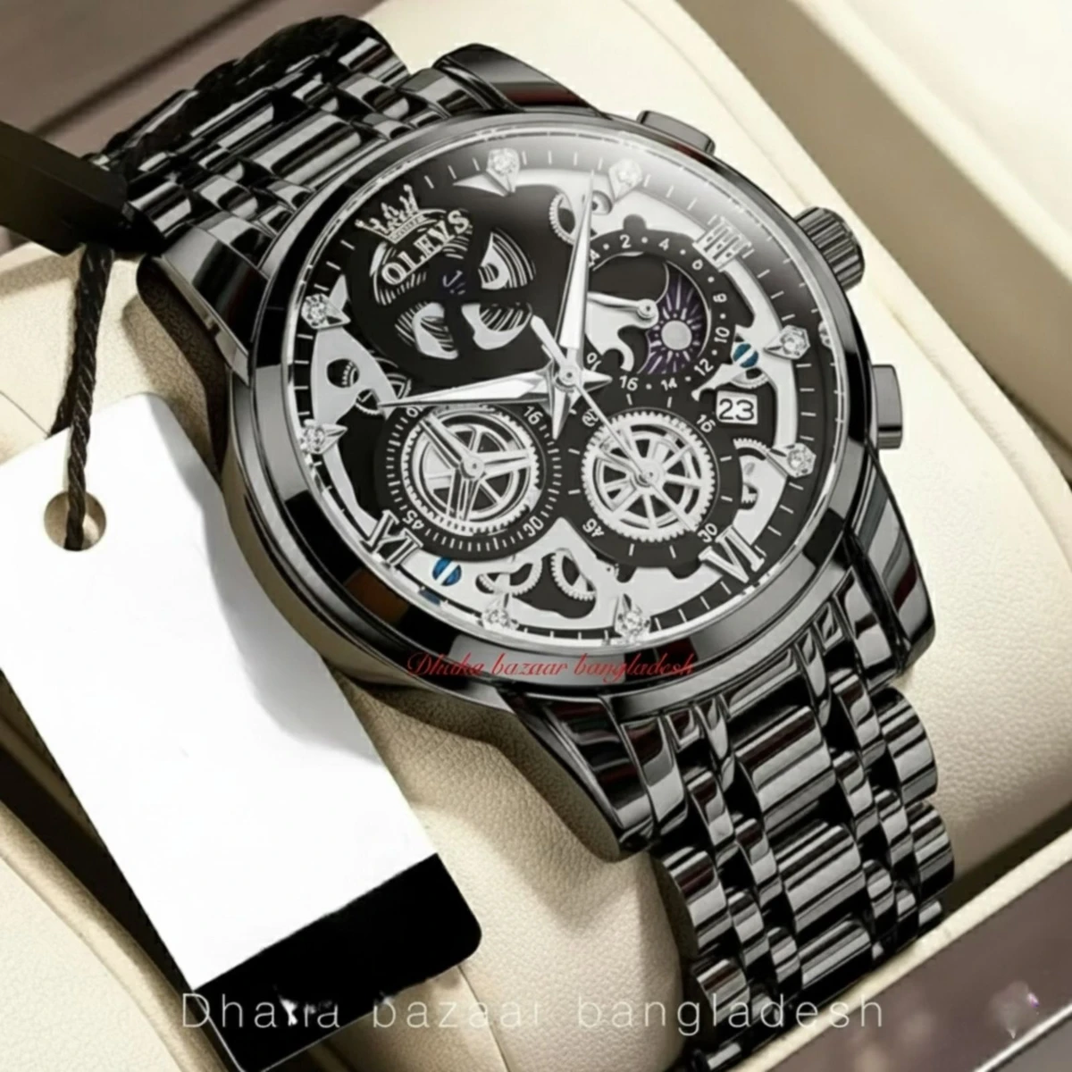 3352 OliveZ নতুন ডিজাইনের পুরুষদের জন্য ঘড়ি FULL BLACK