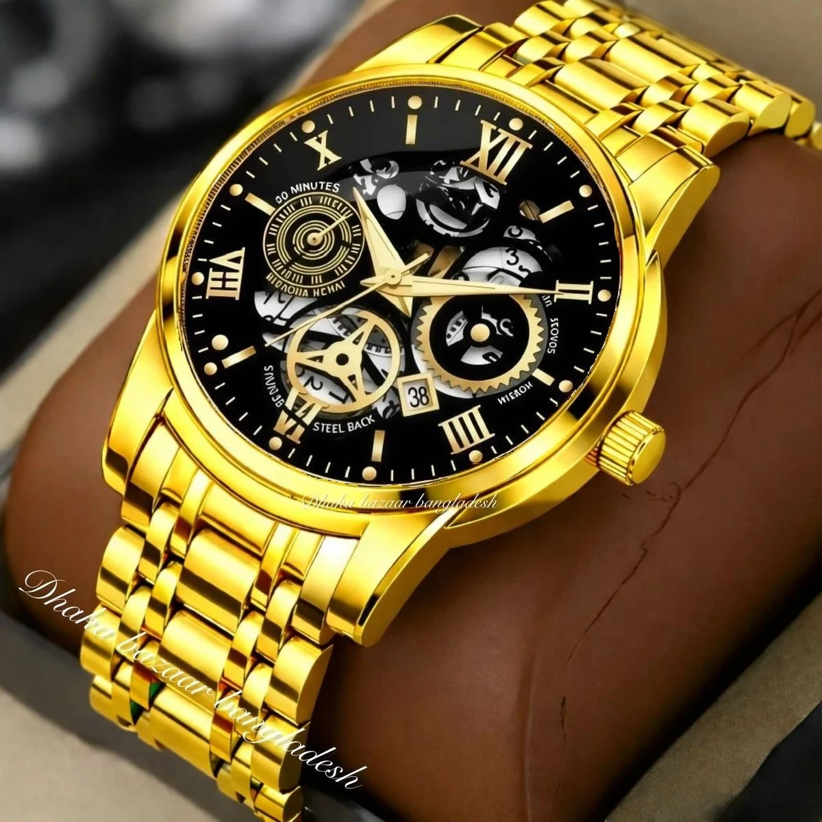 পুরুষের জন্য 2200A BACK নন মেকানিক্যাল ওয়াটার প্রুফ ঘড়ি GOLDEN BLACK