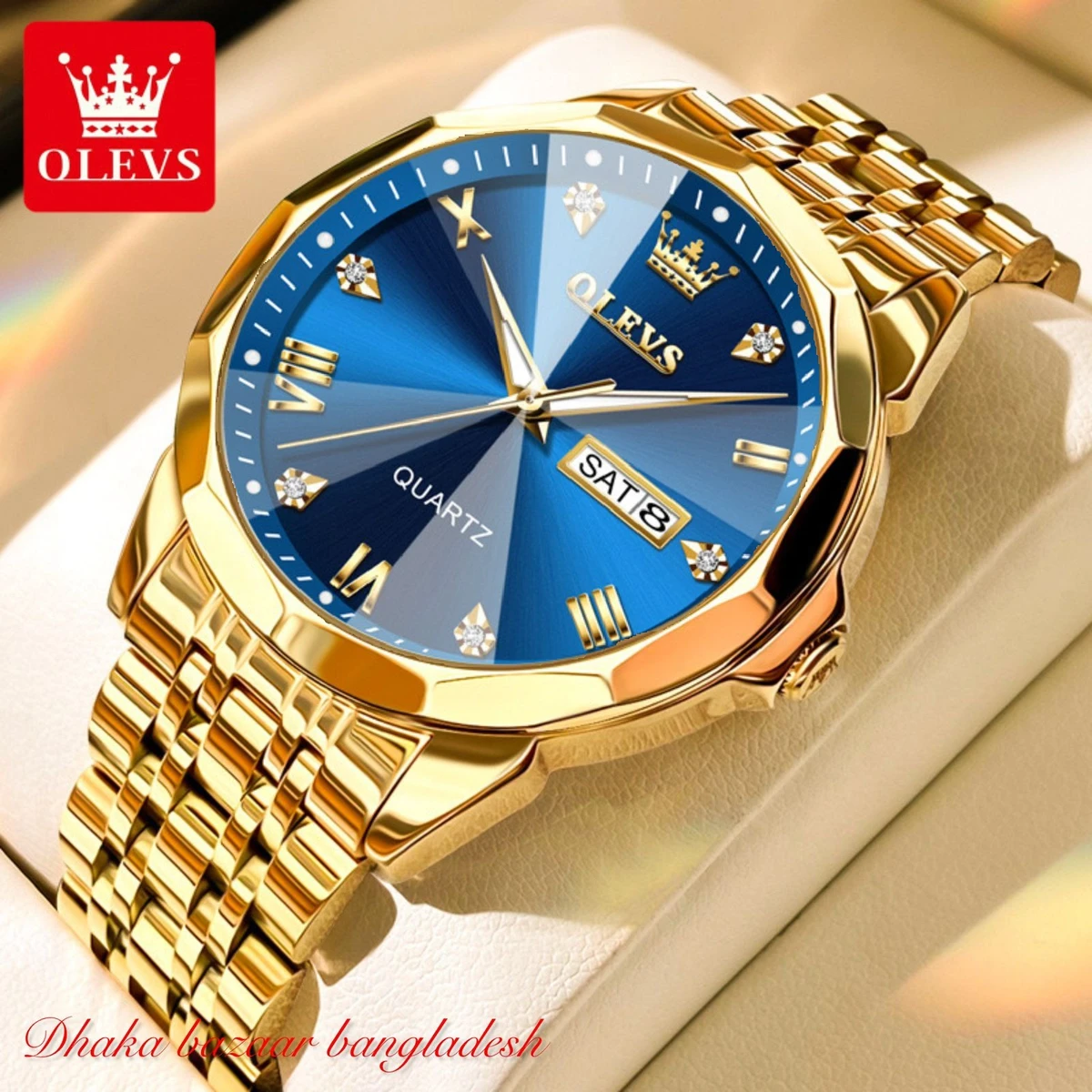 OliveZ 221 নতুন ডিজাইনের পুরুষদের জন্য ঘড়ি GOLDEN BLUE