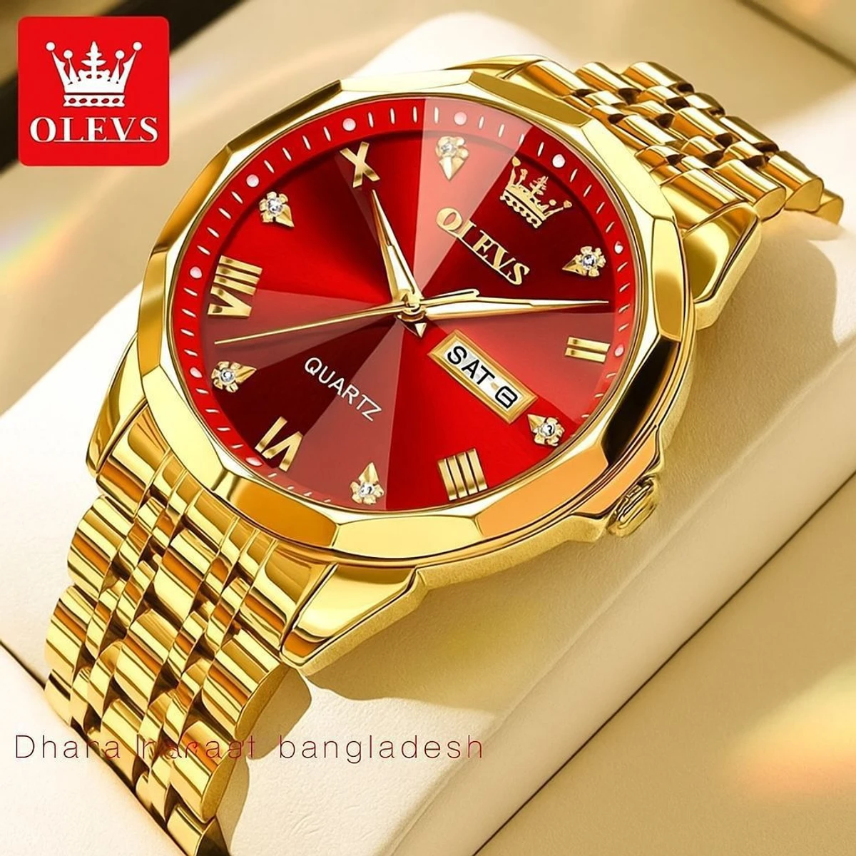 OliveZ 221 নতুন ডিজাইনের পুরুষদের জন্য ঘড়ি GOLDEN RED