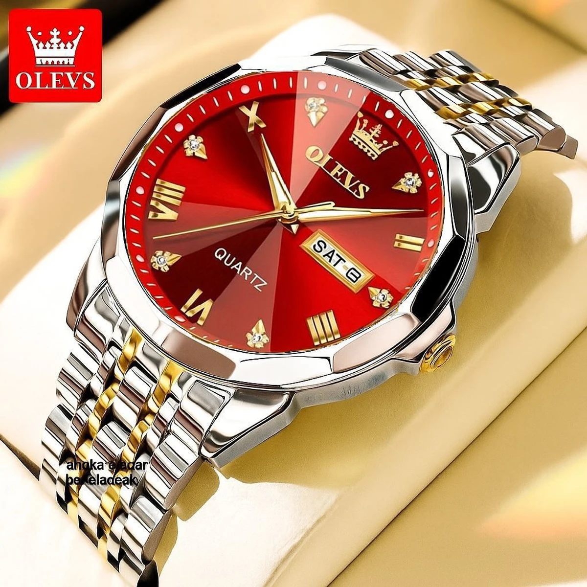 OliveZ 221 নতুন ডিজাইনের পুরুষদের জন্য ঘড়ি BSILVER GOLDEN RED