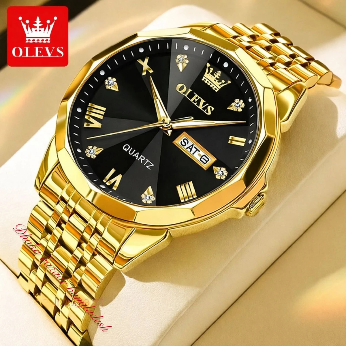 OliveZ 221 নতুন ডিজাইনের পুরুষদের জন্য ঘড়ি GOLDEN BLACK