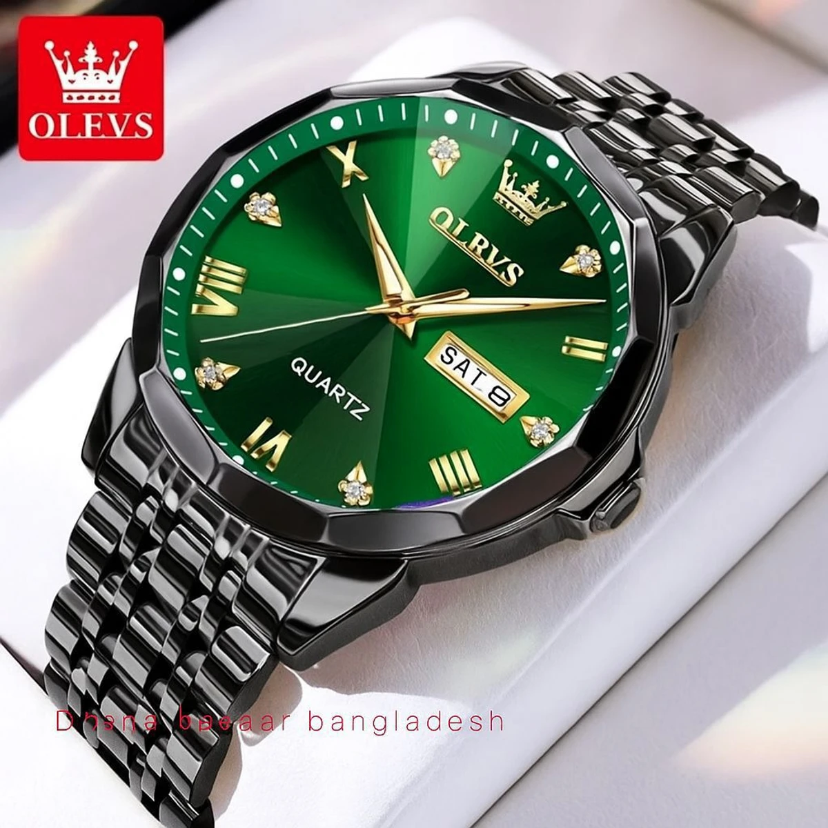OliveZ 221 নতুন ডিজাইনের পুরুষদের জন্য ঘড়ি BLACK GREEN