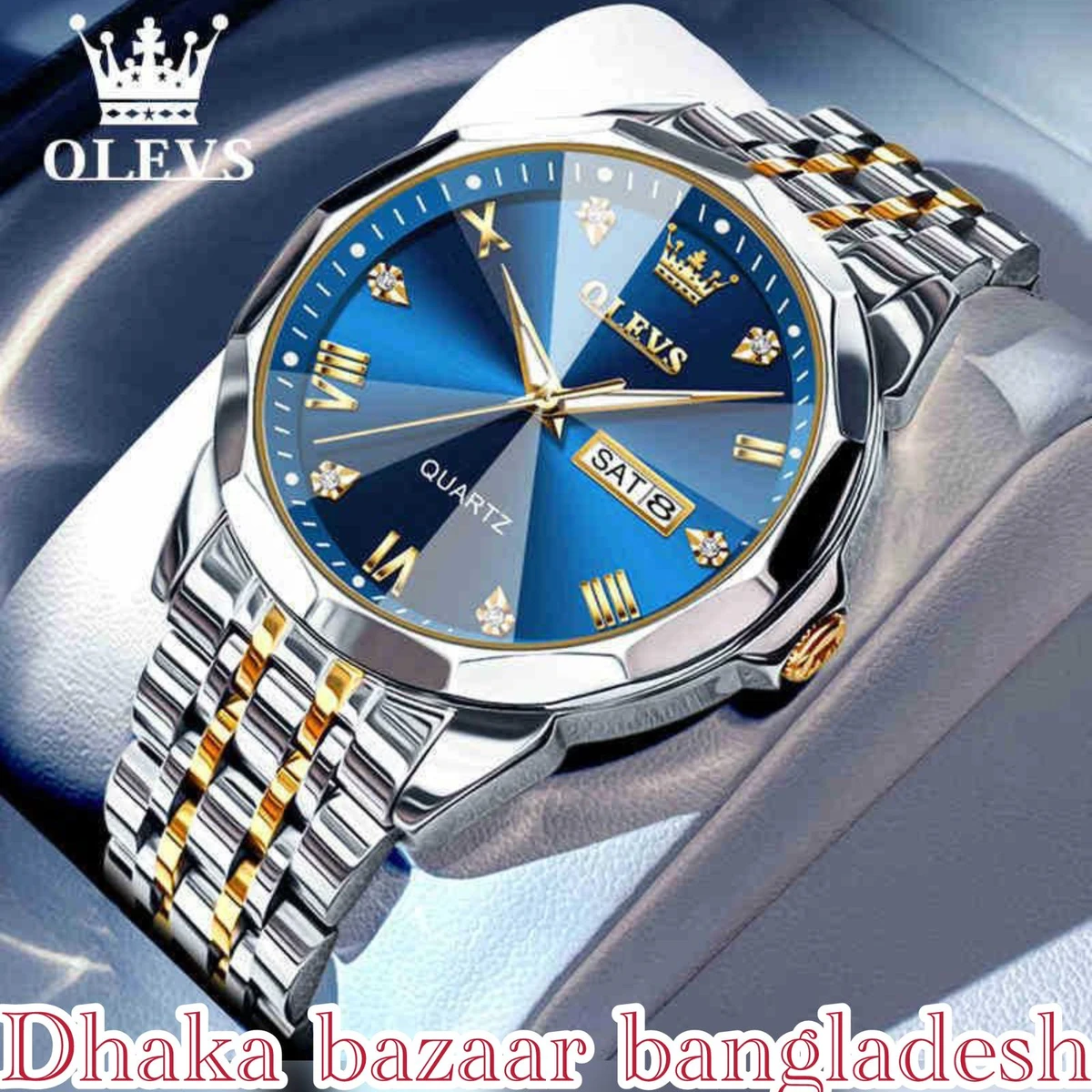 OliveZ নতুন ডিজাইনের পুরুষদের জন্য ঘড়ি BSILVER GOLDEN BLUE