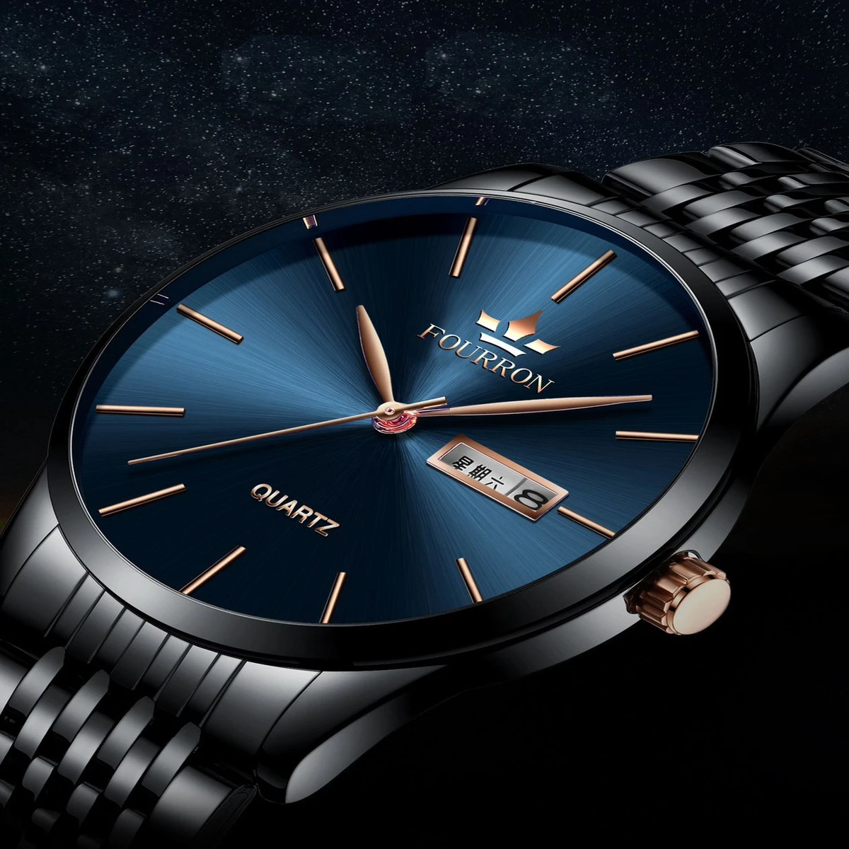 FNMAX নতুন ডিজাইনের পুরুষদের জন্য ঘড়ি BLACK BLUE