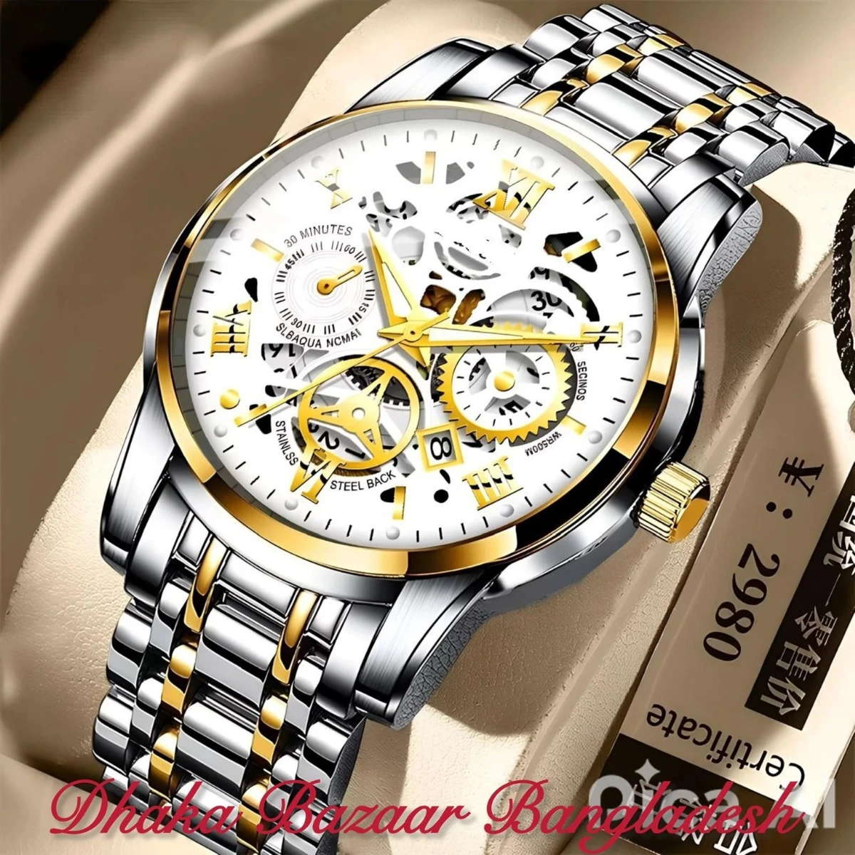 পুরুষের জন্য 022 নন মেকানিক্যাল ওয়াটার প্রুফ ঘড়ি NEW WHITE NEW