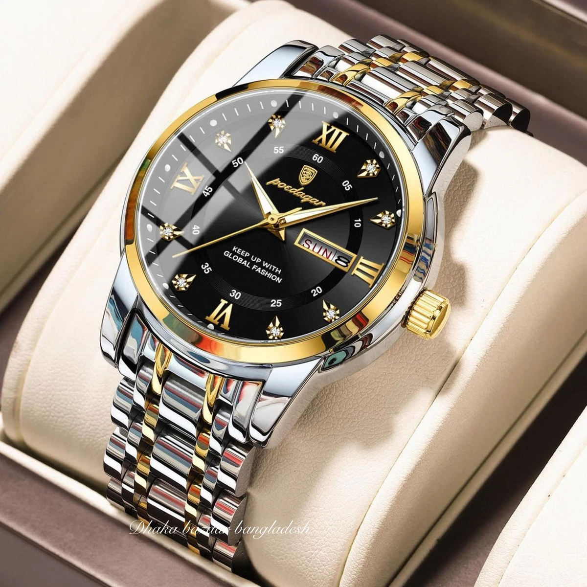 PEODAGOR 657 নতুন ডিজাইনের পুরুষদের জন্য ঘড়ি SILVER GOLDRN BLACK