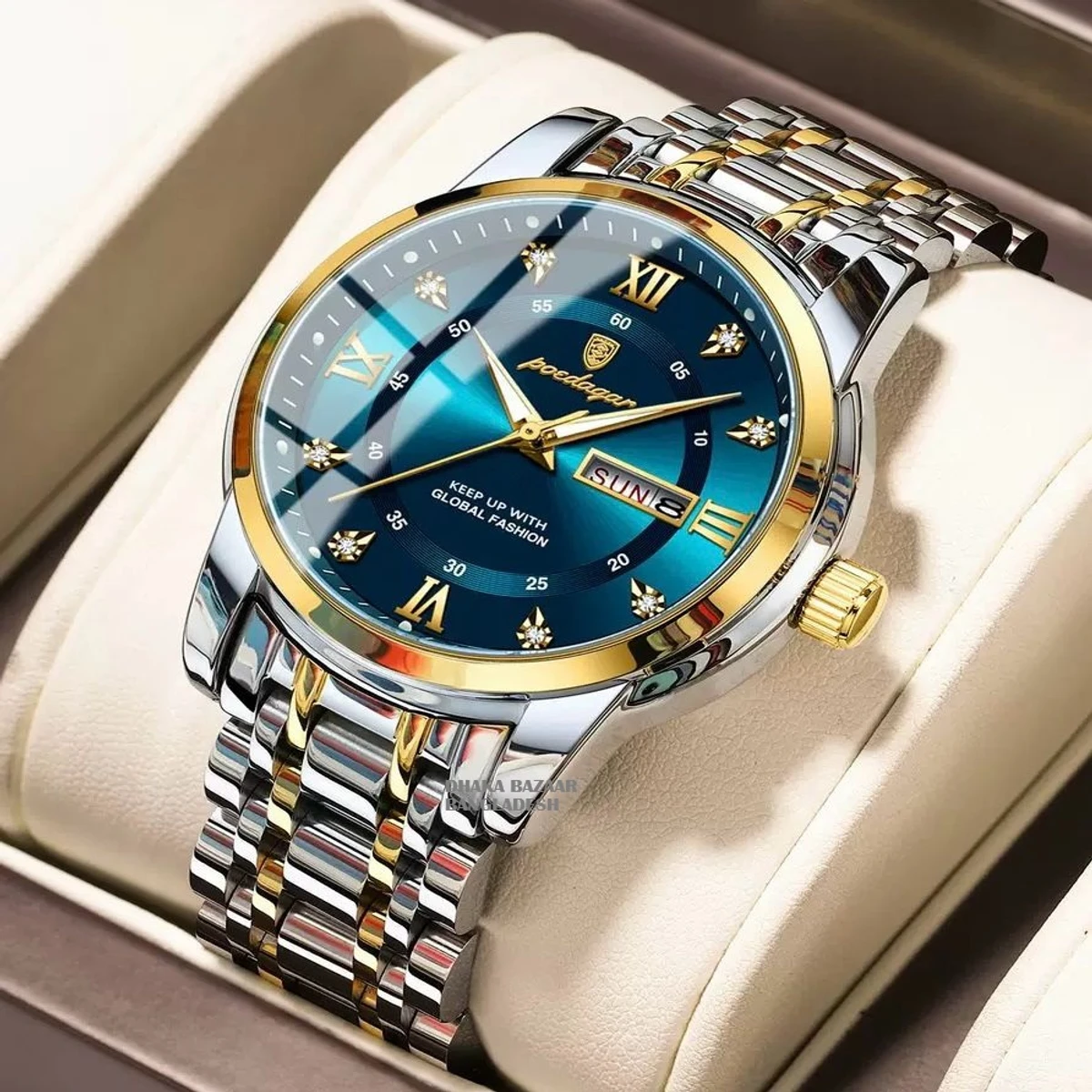 PEODAGOR 657 নতুন ডিজাইনের পুরুষদের জন্য ঘড়ি SILVER GOLDRN BLUE